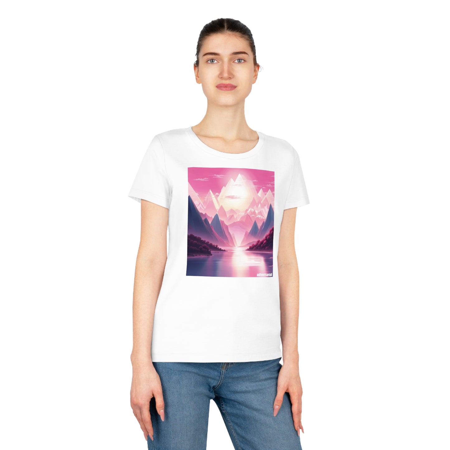 Pink Crystal Landscape Fitted Organic T-Shirt