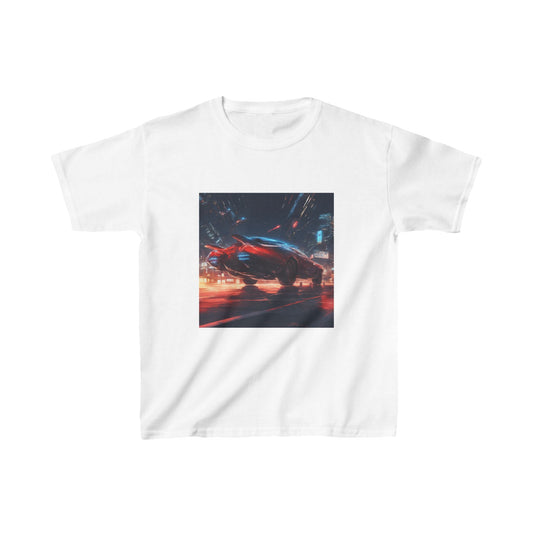 Kids T-Shirt Blue Red Race Car Night Fast Design