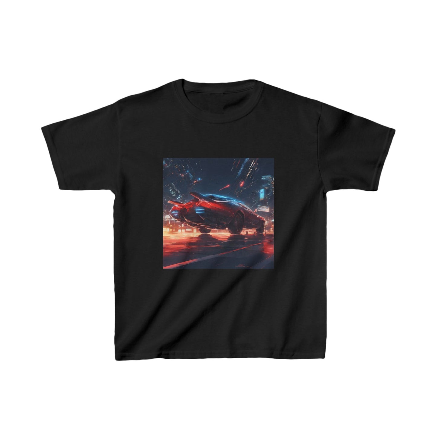 Kids T-Shirt Blue Red Race Car Night Fast Design