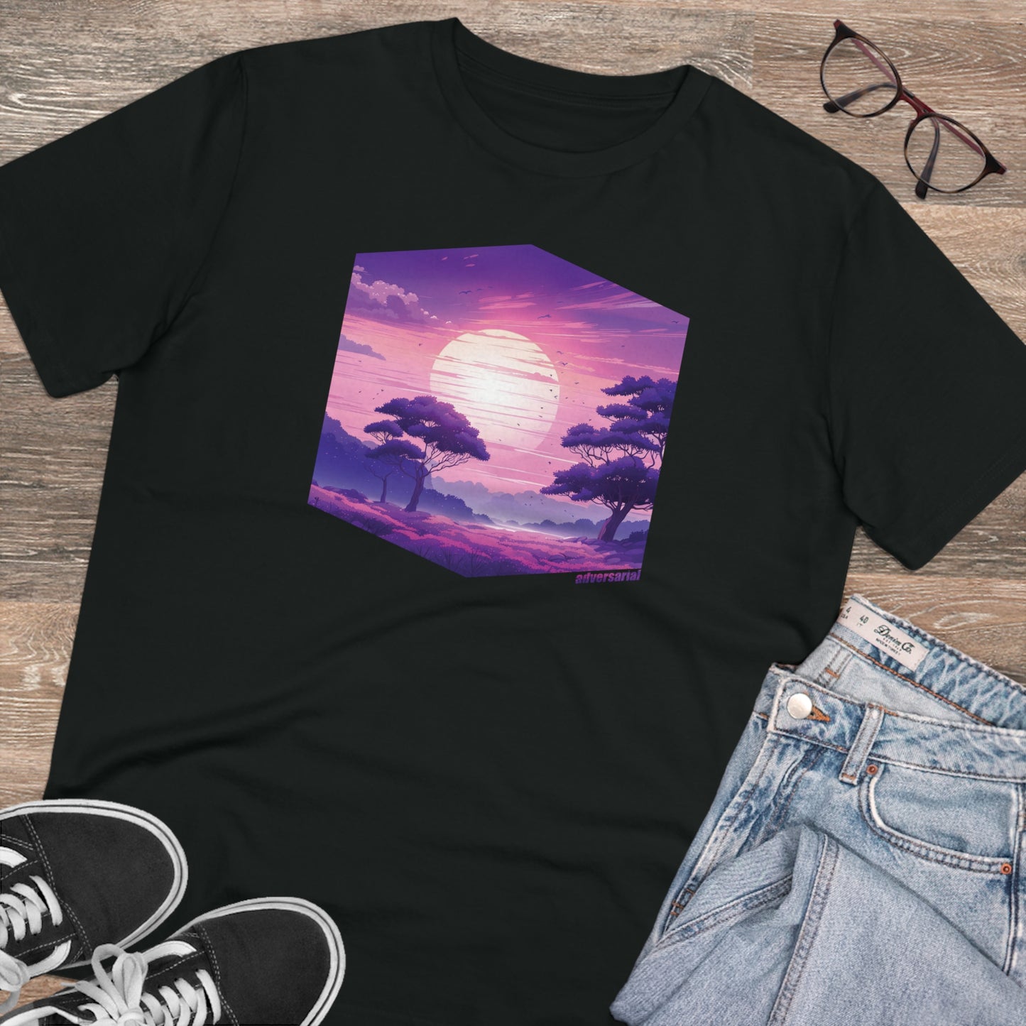 Purple Sunset Vaporwave Organic T-shirt - Unisex