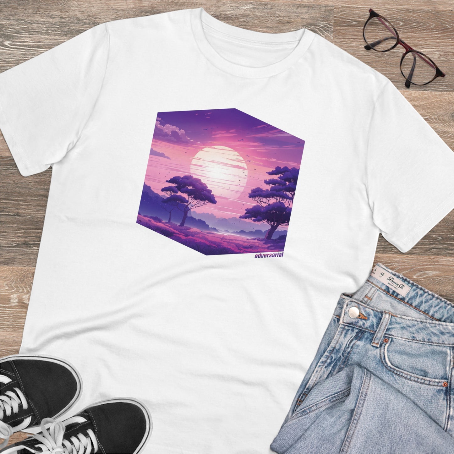 Purple Sunset Vaporwave Organic T-shirt - Unisex