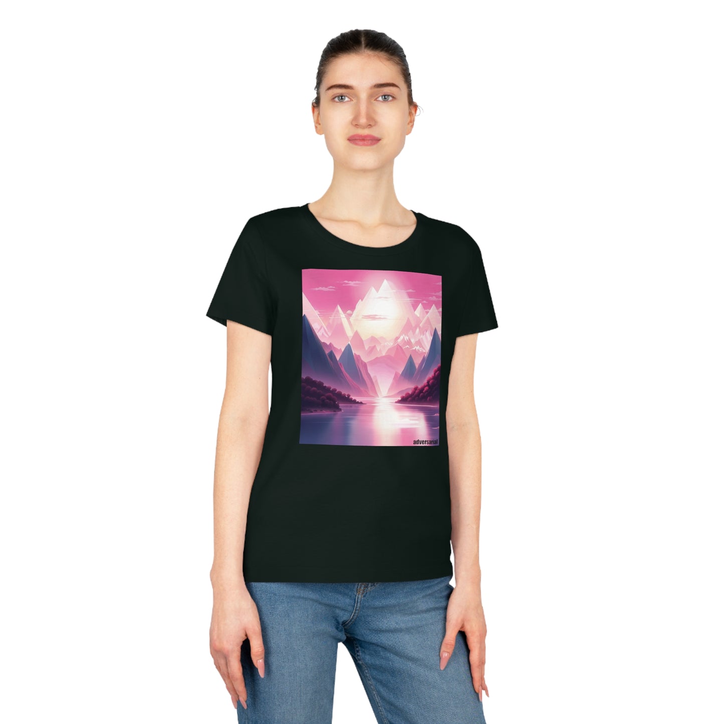 Pink Crystal Landscape Fitted Organic T-Shirt